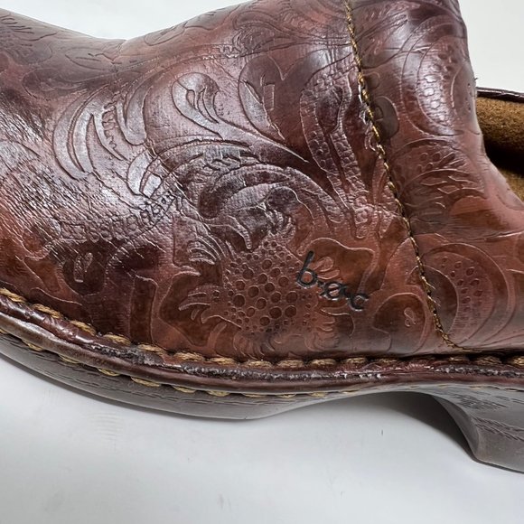 B.O.C. Born of Concept Women's Sz 7 Brown Floral Embossed Slip On Comfort Clogs - Picture 5 of 6